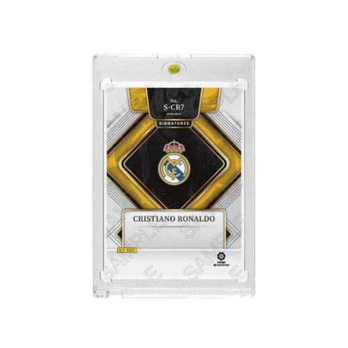 Cristiano Ronaldo Real Madrid 1/1 Printed‑Signature Collectible Card, Panini Select Inspired Fan‑Made Card with Magnetic One‑Touch Holder