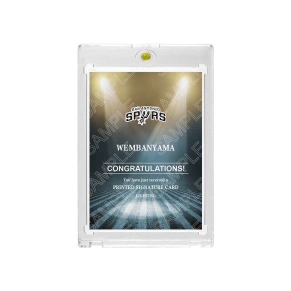 Spurs Wembanyama Full Court Signs Rookie Basketball Card with Display Case